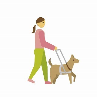 盲導犬と女性のイラスト