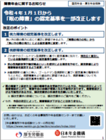 眼の障害の認定基準一部改正のチラシ